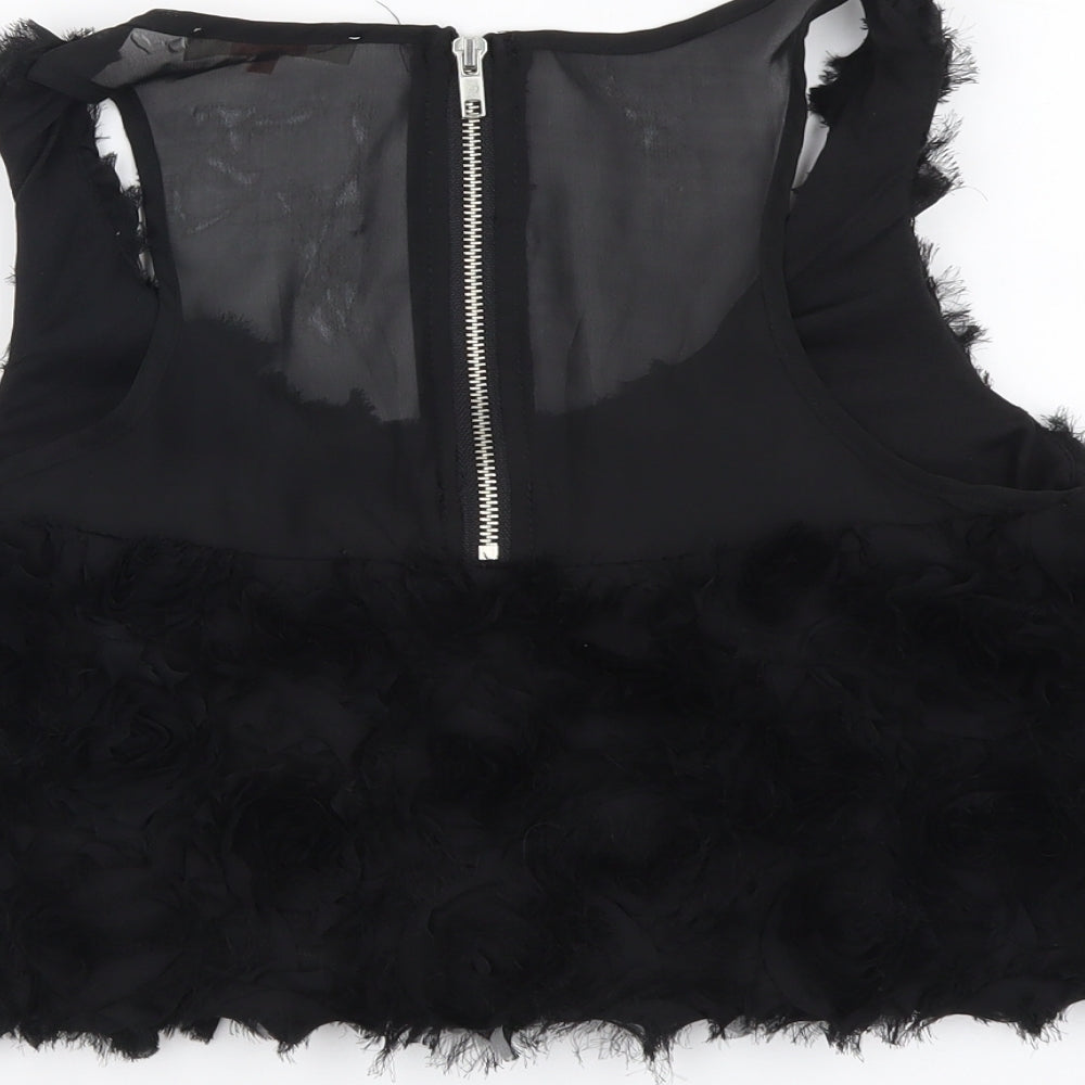 Womens UK Size 8 Miso Black Cropped Tank