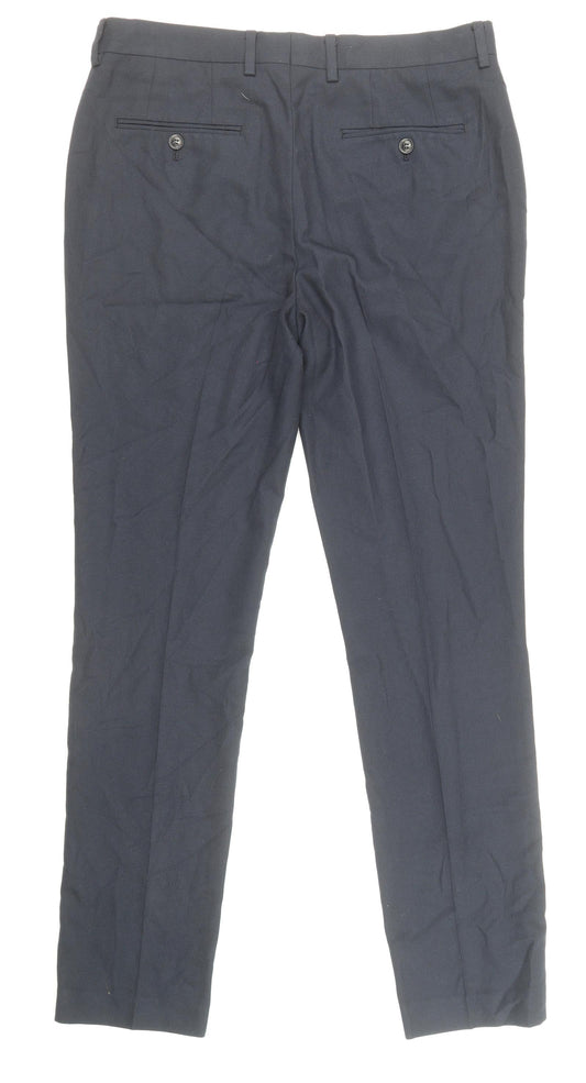 Topman Mens Blue Polyester Trousers Size 32 in Regular Zip