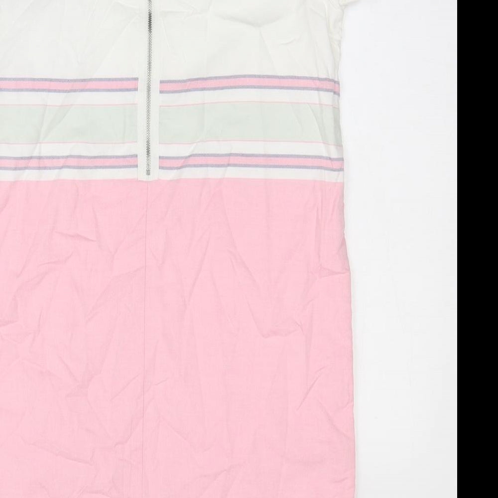 Gap Womens Pink Striped 100% Cotton Shift Size S Round Neck Zip