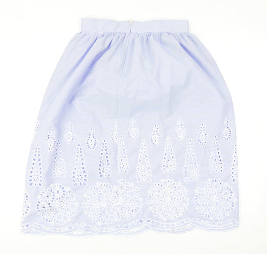 H&M Womens Blue Polyester A-Line Skirt Size 8 Zip