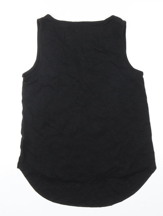 George Womens Black Geometric Viscose Basic Blouse Size 10 Round Neck