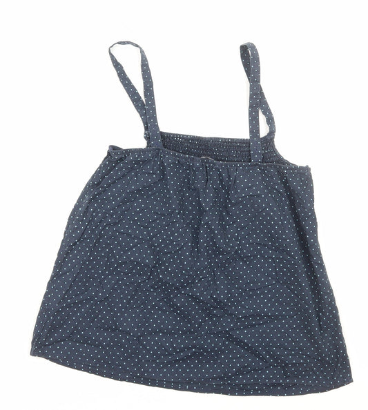 George Womens Blue Polka Dot Cotton Basic Tank Size 12 Square Neck