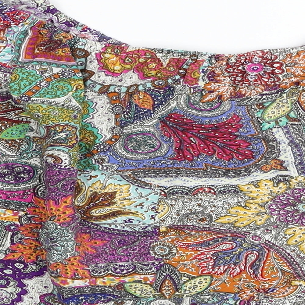 Womens UK Size M Preworn Multicoloured Cropped Blouse