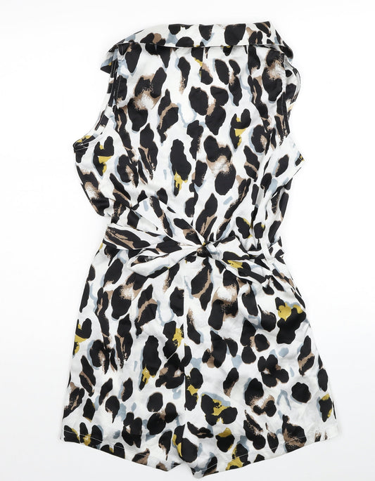 PRETTYLITTLETHING Womens Multicoloured Animal Print Polyester Playsuit One-Piece Size S Pullover