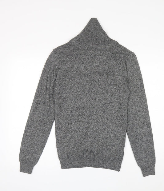 NEXT Mens Grey High Neck Cotton Pullover Jumper Size XS