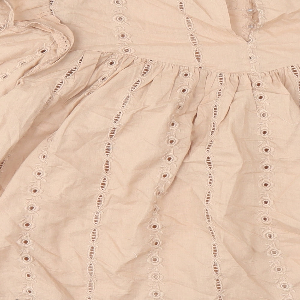 Primark Womens Pink Cotton Basic Blouse Size 6 Round Neck