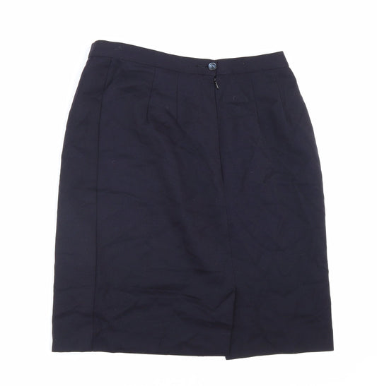 Marks and Spencer Womens Blue Polyester A-Line Skirt Size 10 Zip