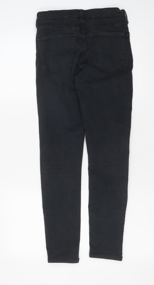 Topshop Womens Black Cotton Skinny Jeans Size 30 L32 in Regular Button