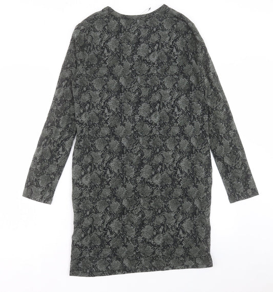 Marks and Spencer Womens Green Animal Print Viscose Shift Size 8 Round Neck Pullover - Snake Print