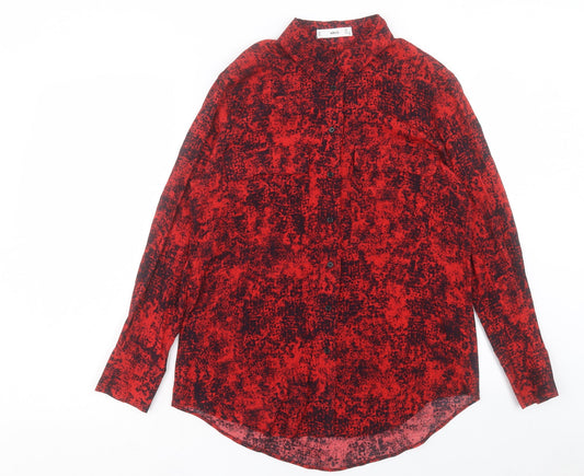 Womens UK Size S Mango Red Basic Button-Up