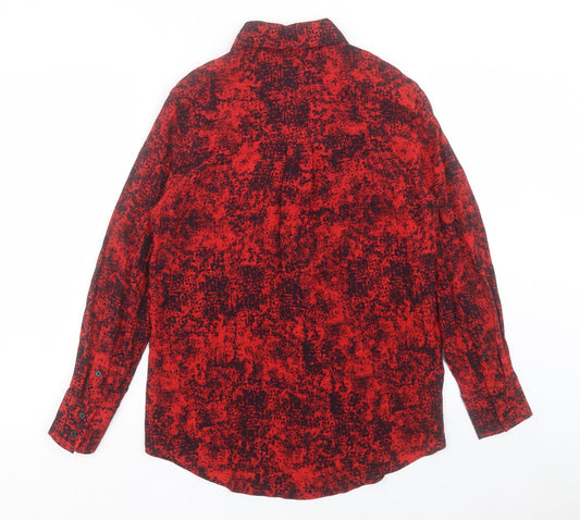 Womens UK Size S Mango Red Basic Button-Up