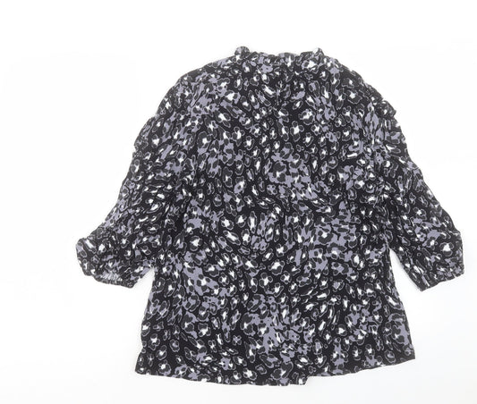 Marks and Spencer Womens Multicoloured Animal Print Viscose Basic Blouse Size 12 Round Neck - Leopard Print