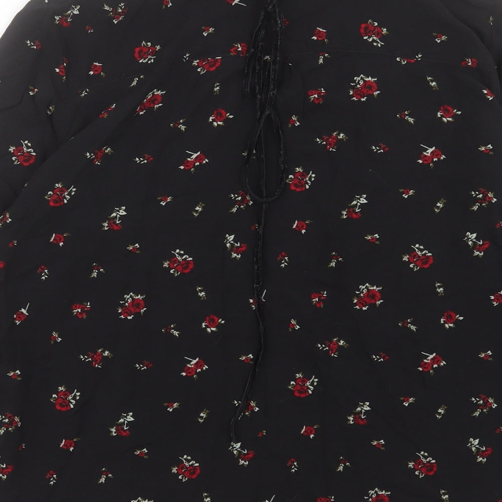 Womens UK Size L Pull&Bear Black Basic Button-Up