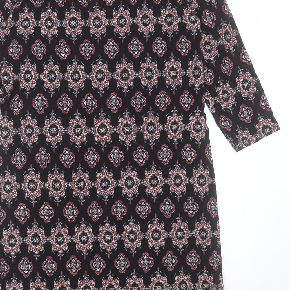 George Womens Multicoloured Geometric Viscose A-Line Size 12 Round Neck Pullover