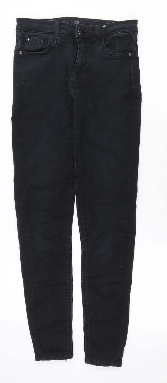 Womens UK Size 8 River Island Regular Fit Skinny Black Jeans