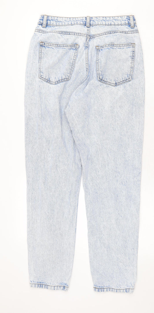 Denim & Co. Womens Blue Cotton Straight Jeans Size 10 Regular Zip