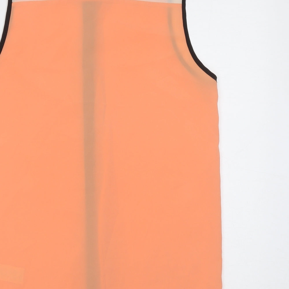 Miss Selfridge Womens Orange Polyester Basic Button-Up Size 8 Collared