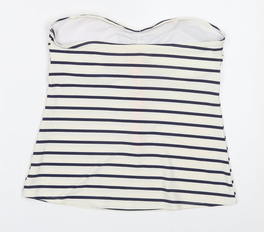 George Womens White Striped Polyamide Basic T-Shirt Size 14 Sweetheart