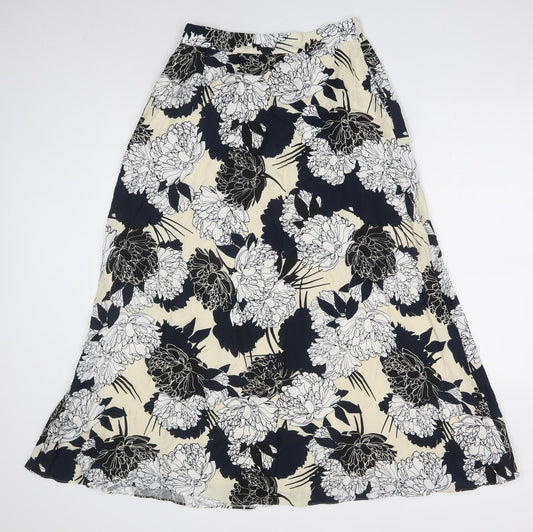 Autograph Womens Black Floral Cupro Straight & Pencil Skirt Size 8 Zip