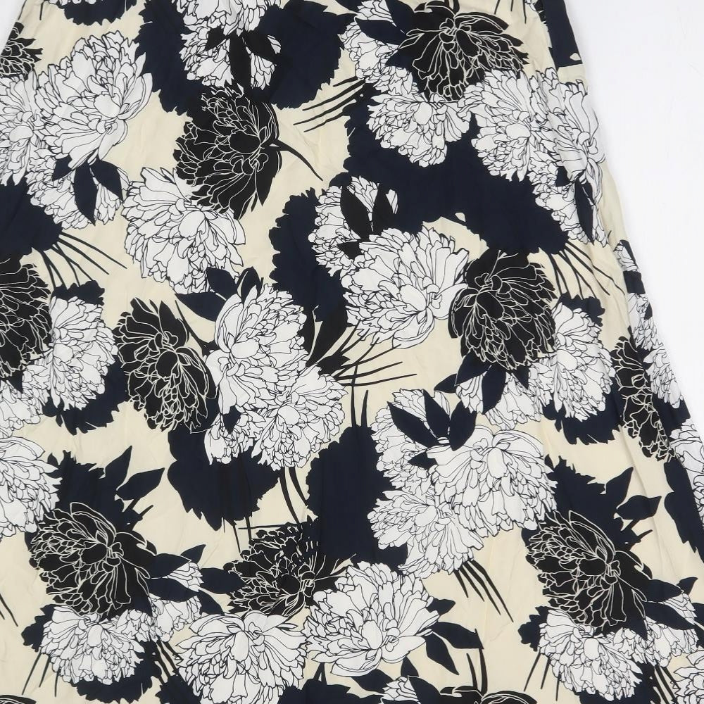 Autograph Womens Black Floral Cupro Straight & Pencil Skirt Size 8 Zip