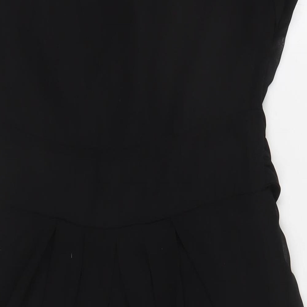 Atmosphere Womens Black Polyester A-Line Size 8 V-Neck Button