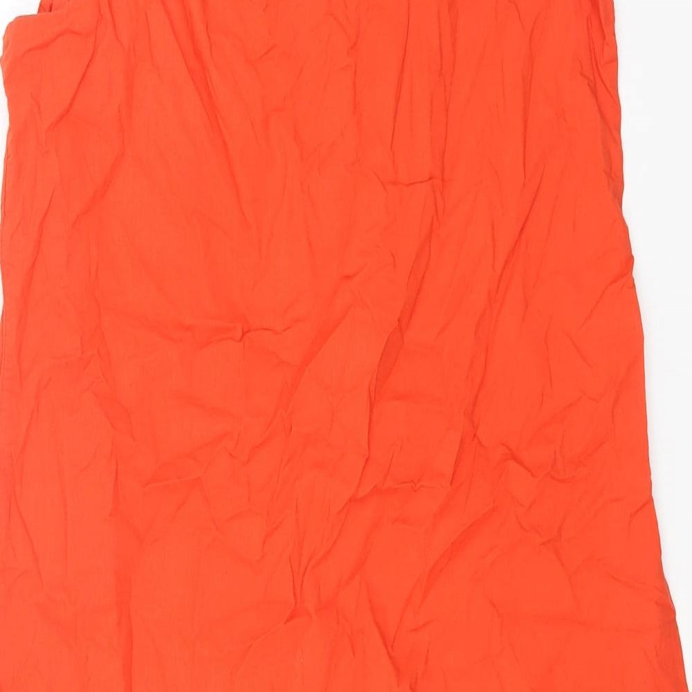 ANNE WEYBURN Womens Orange Geometric Cotton A-Line One Size Scoop Neck Pullover