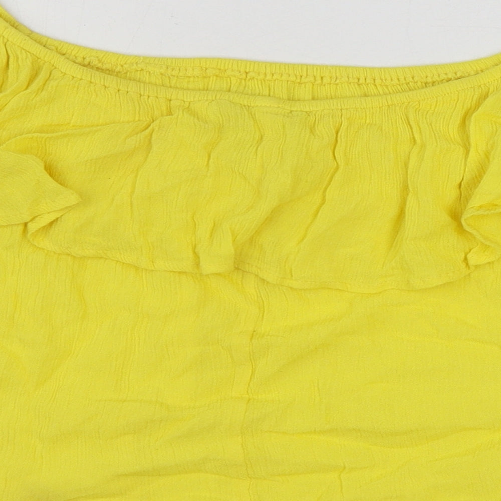 Womens UK Size 6 New Look Yellow Basic Blouse