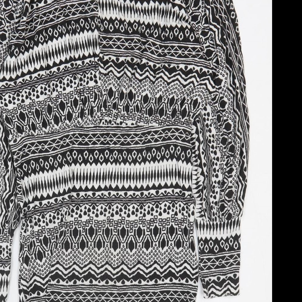 Boohoo Womens Black Geometric Viscose Bodycon Size 12 Round Neck Pullover