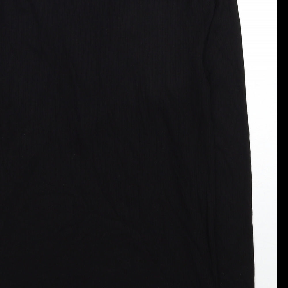 Miss Selfridge Womens Black Viscose Basic T-Shirt Size 10 V-Neck