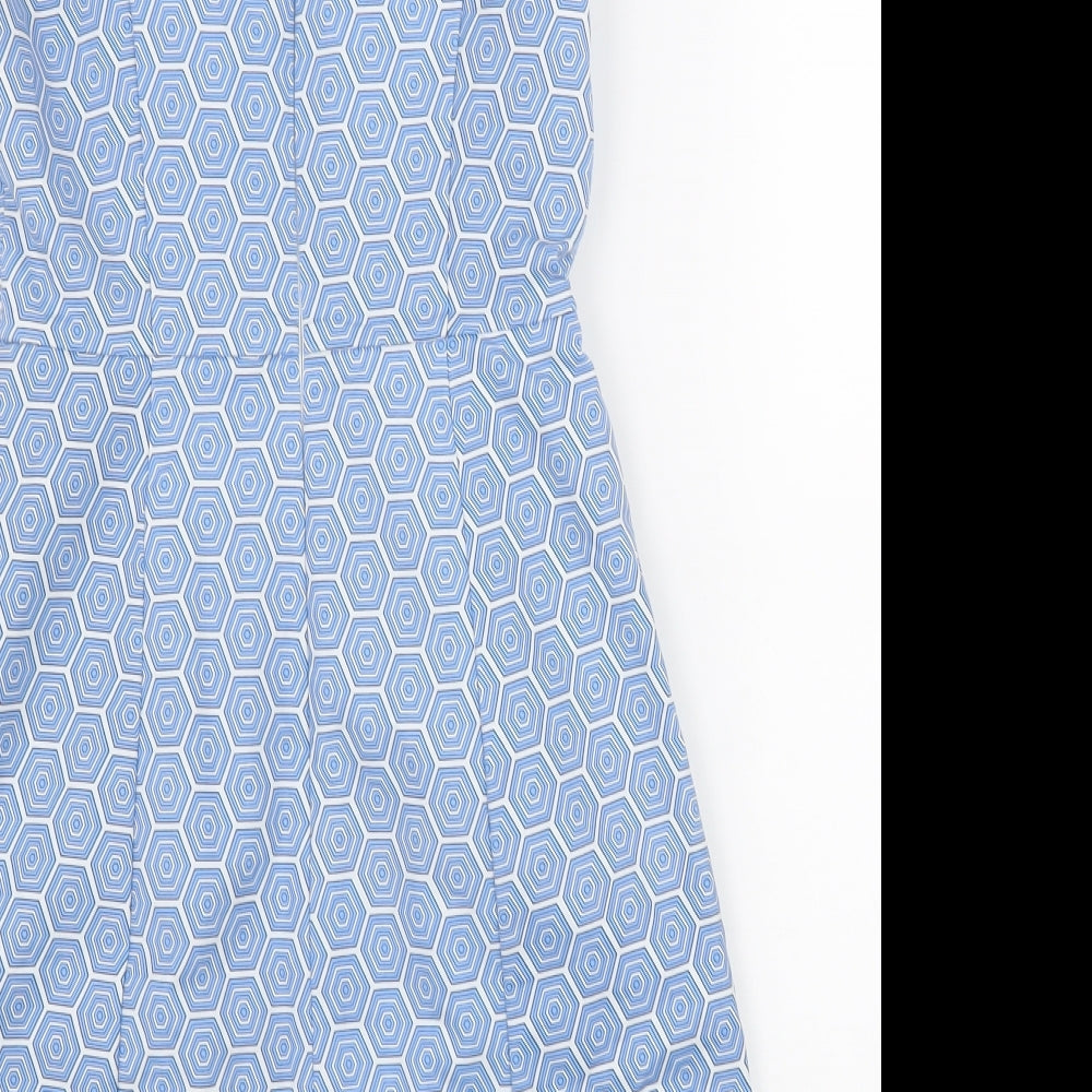 Gap Womens Blue Geometric Cotton A-Line Size 6 Scoop Neck Zip