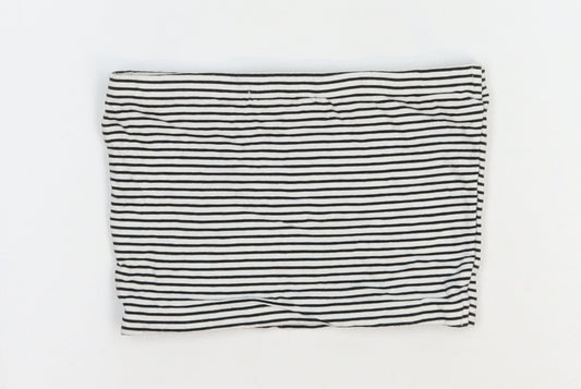 Primark Womens White Striped Cotton Cropped T-Shirt Size 6 Off the Shoulder