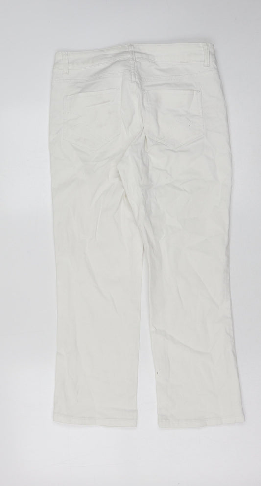 Monsoon Womens White Cotton Straight Jeans Size 8 Regular Button