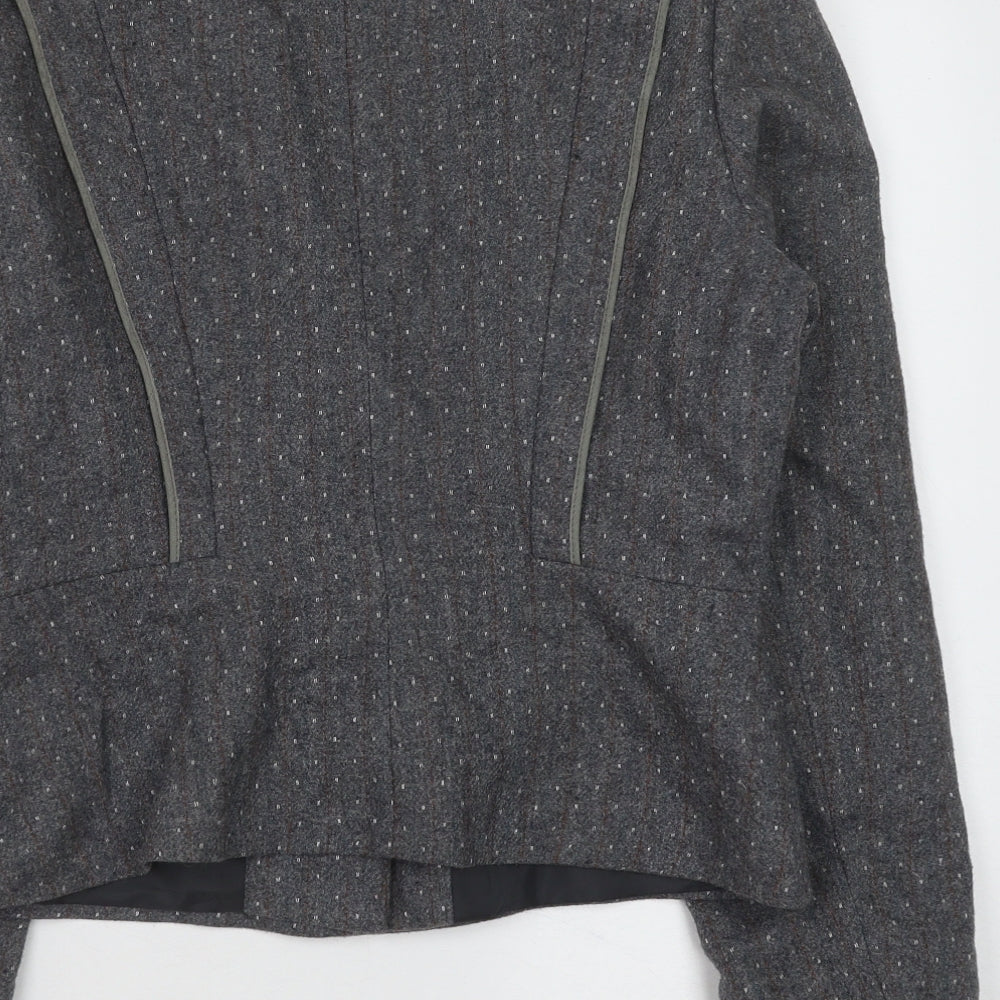 C&A Womens Grey Polka Dot Polyester Jacket Blazer Size 14