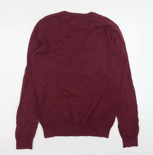 Jack Wills Womens Red V-Neck Cotton Pullover Jumper Size S