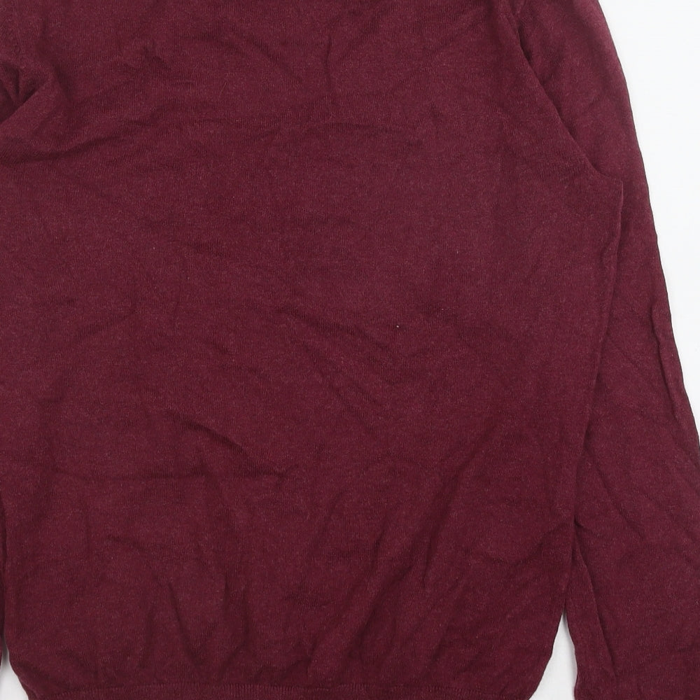 Jack Wills Womens Red V-Neck Cotton Pullover Jumper Size S