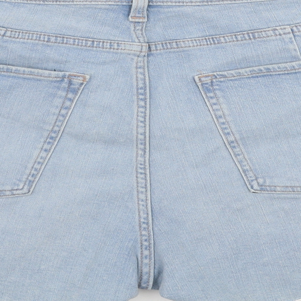 Marks and Spencer Womens Blue Cotton Cut-Off Shorts Size 22 Regular Button