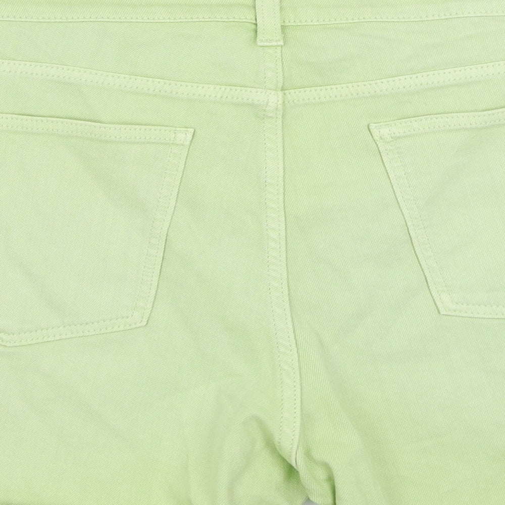 Marks and Spencer Womens Green Cotton Boyfriend Shorts Size 22 Regular Button