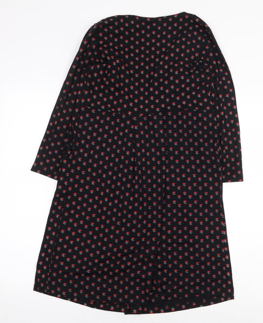 JoJo Maman Bébé Womens Black Floral Viscose A-Line Size S Scoop Neck Pullover