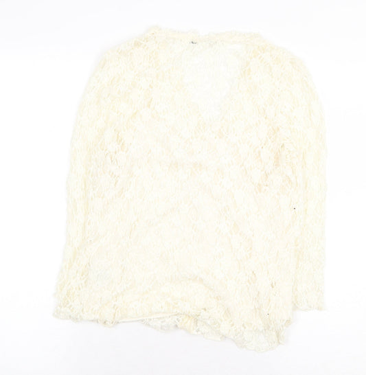 Precis Petite Womens Beige Floral Viscose Basic Button-Up Size L V-Neck