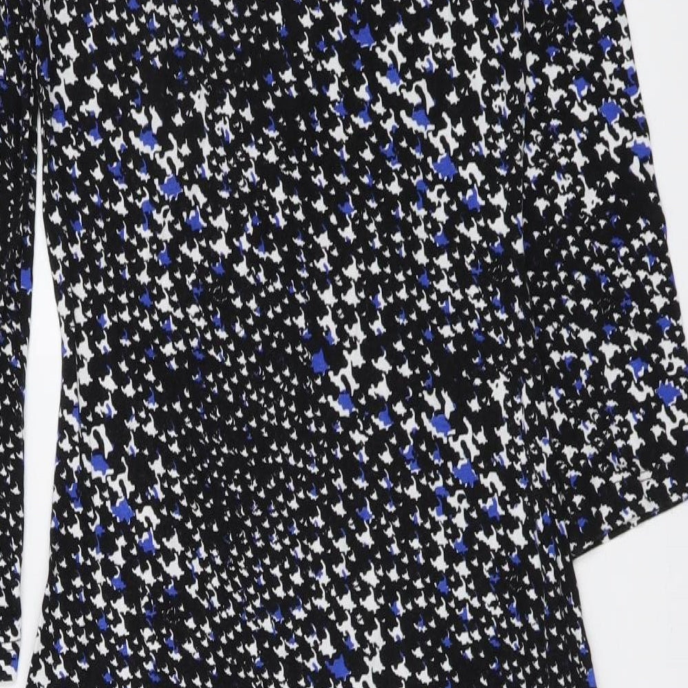 F&F Womens Black Geometric Viscose Bodycon Size 8 Boat Neck Pullover