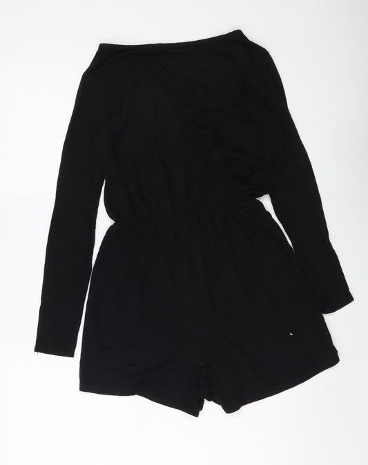 Boohoo Womens Black Polyester Playsuit One-Piece Size 6 Pullover
