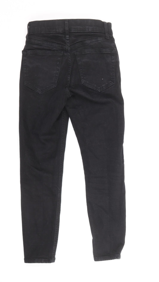 Topshop Womens Black Cotton Skinny Jeans Size 24 in Regular Zip