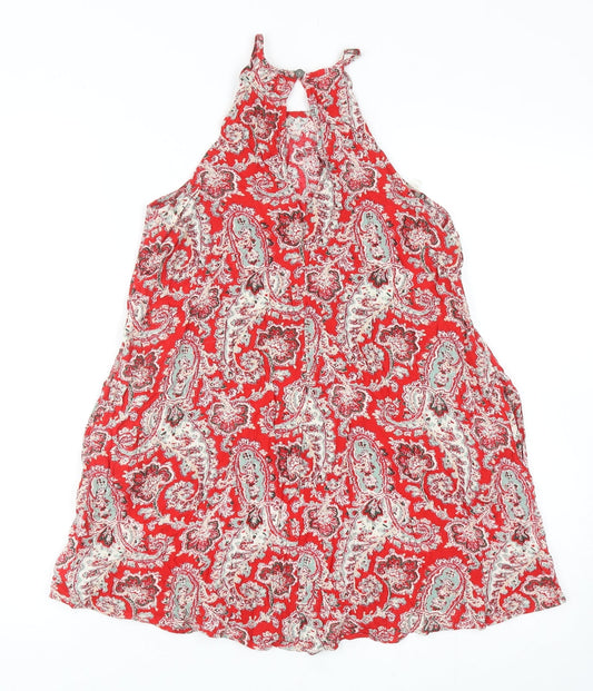 American Eagle Outfitters Womens Red Paisley Viscose Tunic Tank Size S Round Neck