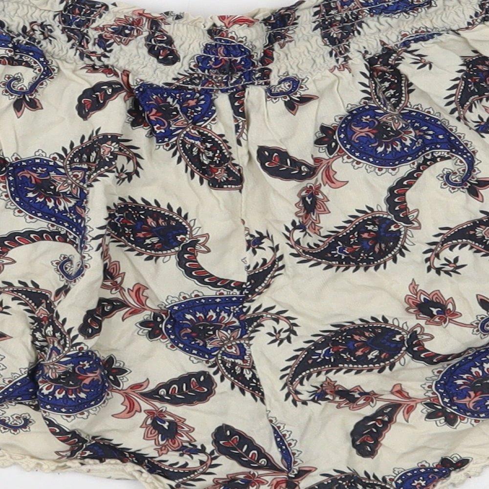 Primark Womens Multicoloured Paisley Viscose Hot Pants Shorts Size 8 Regular Drawstring