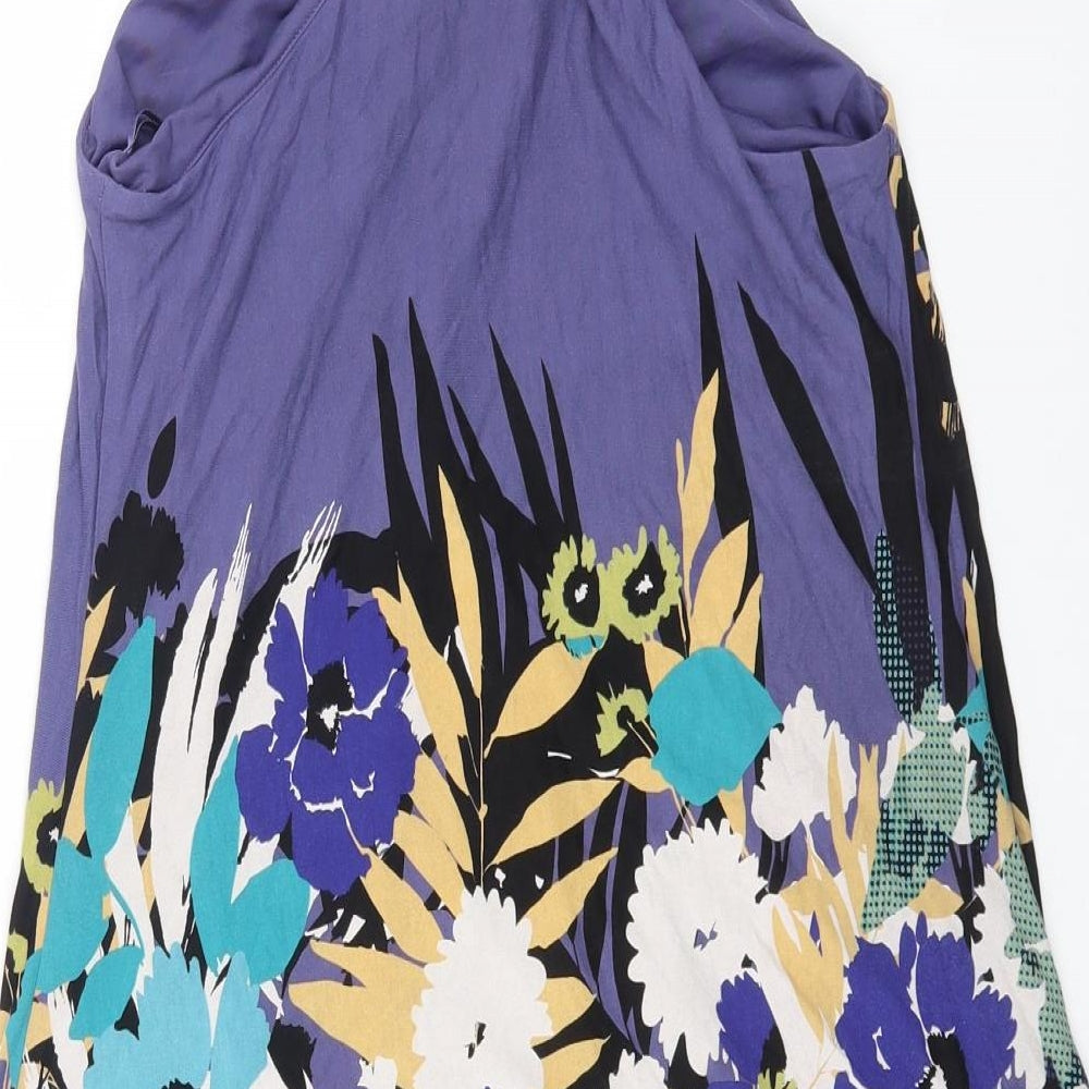 Oasis Womens Multicoloured Floral Viscose Tank Dress Size 10 Halter Pullover