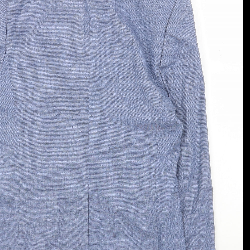 H&M Womens Blue Polyacrylate Fibre Jacket Blazer Size 14