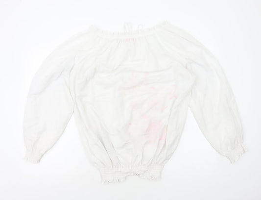 Womens UK Size L Gharani Strok White Basic Blouse