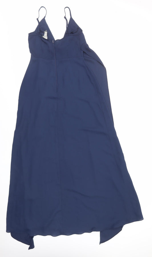 ASOS Womens Blue Polyester Maxi Size 8 V-Neck Zip