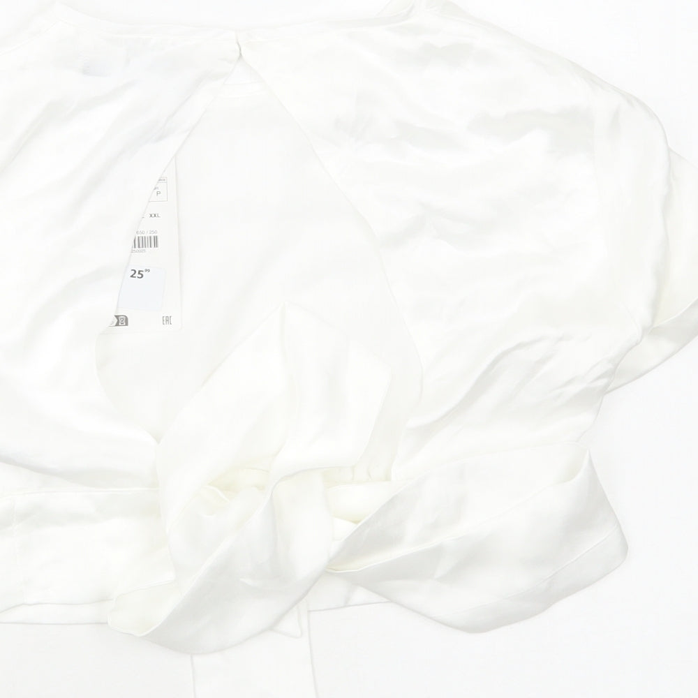 Womens UK Size S Zara White Cropped Blouse