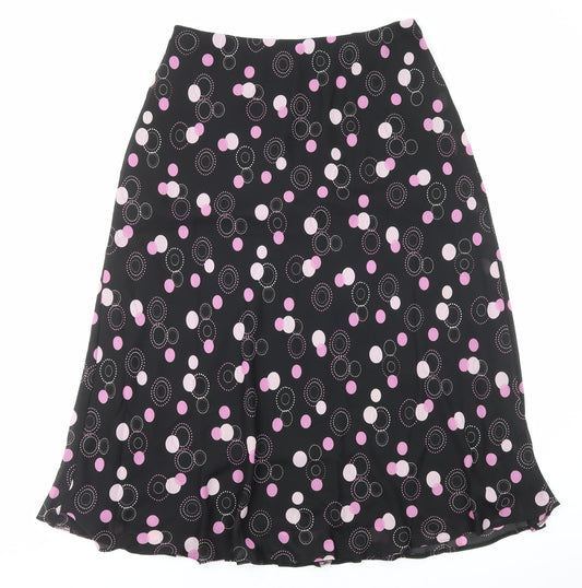 Premier Collection Womens Black Geometric Polyester Flare Skirt Size 10